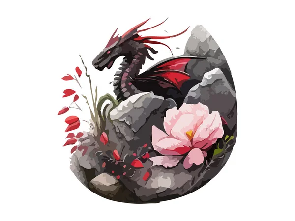 Dragon Watercolor Cute Baby Dragon Vector Illustration — 스톡 벡터