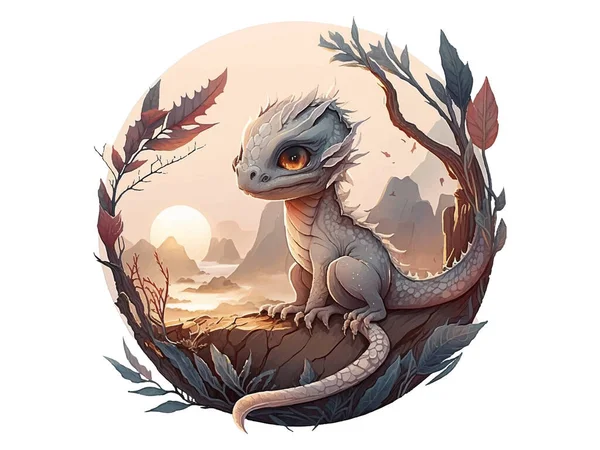 Aquarelle Dragon Mignon Bébé Dragon Illustration Vectorielle — Image vectorielle