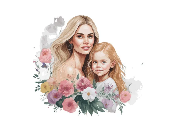 Clipart Amour Mère Enfant Concept Fête Des Mères Illustration Moment — Image vectorielle