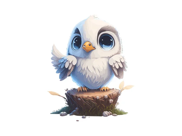 Adorable Cute Owl Bird Sitting Branch Vector Illustration — Stock Vector