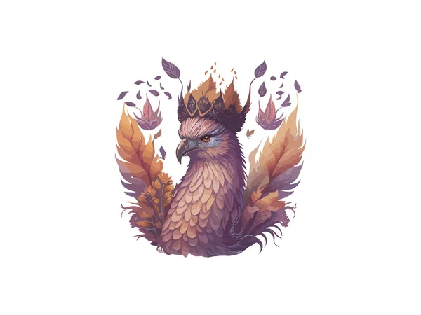 Aigle Avec Couronne Royale Illustration Vectorielle Décorée Fleurs — Image vectorielle