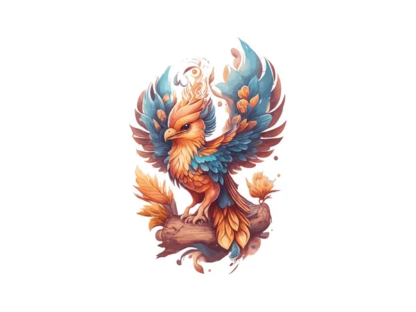 Vector Ilustração Pouco Bonito Phoenix Pássaro Fadas Águia Mítica Isolado —  Vetores de Stock