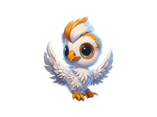 Vektorové Ilustrace Malý Roztomilý Fénix Pohádkový Pták Orel Mýtický Izolované — Stockový vektor