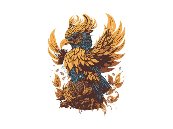 Vector Ilustração Pouco Bonito Phoenix Pássaro Fadas Águia Mítica Isolado — Vetor de Stock