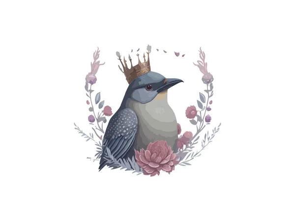 Αετός Βασιλικό Στέμμα Διανυσματική Απεικόνιση Διακοσμημένα Λουλούδια — Διανυσματικό Αρχείο