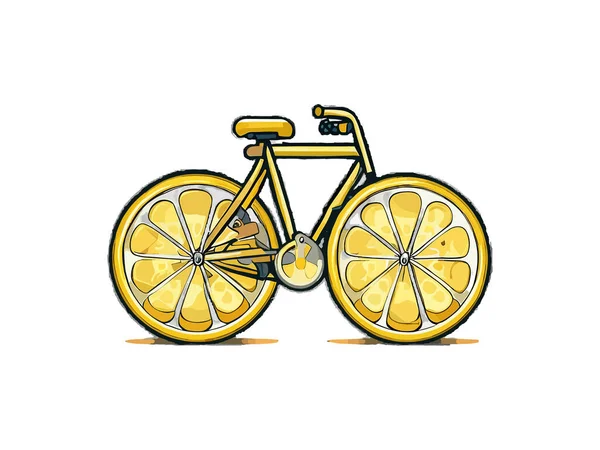 Kolorowy Rower Limonkami Jako Kołami Ilustracja Wektora Odizolowany Białym Tle — Wektor stockowy