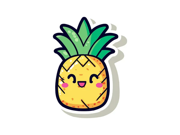 Cute Pineapple Kawaii Character Vector Illustration Design — Stock Vector