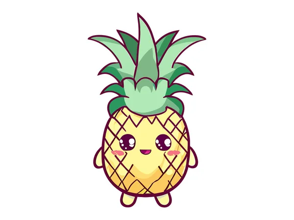 可爱的菠萝Kawaii字符矢量图解设计 — 图库矢量图片