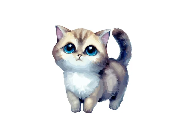 Cute Cat Vector Illustration Realistic Watercolor — Stock Vector