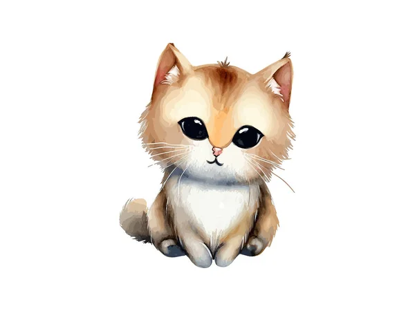 かわいい猫ベクターのイラスト 現実的な水彩 — ストックベクタ