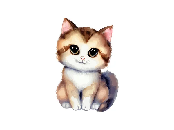 Cute Cat Wektor Ilustracji Realistyczny Akwarela — Wektor stockowy