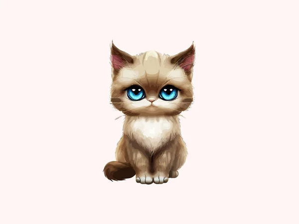 Cute Cat Vector Illustration Ρεαλιστική Ακουαρέλα — Διανυσματικό Αρχείο