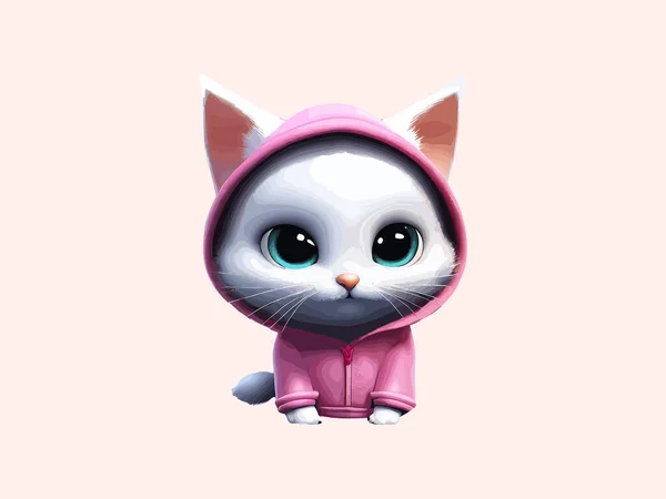 스웨터에 귀여운 고양이 고양이 일러스트 — 스톡 벡터