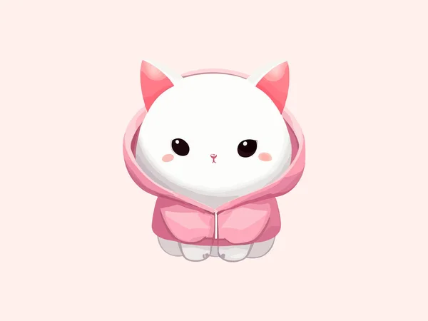 Roztomilá Bílá Kočka Růžovém Svetru Vtipná Kočka Šatech Vektorová Ilustrace — Stockový vektor
