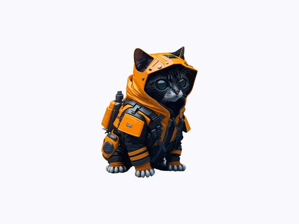 Gato Robot Con Capucha Ilustración Vectorial — Vector de stock