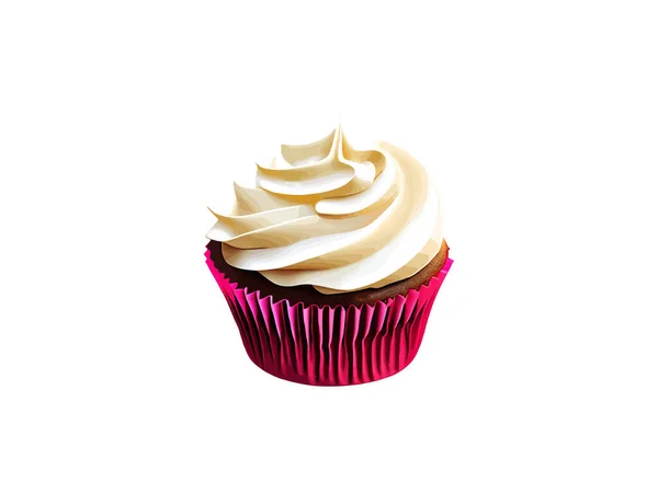 Teal Verjaardag Cupcake Met Roomboter Glazuur Geïsoleerd Wit Cupcake Fee — Stockvector