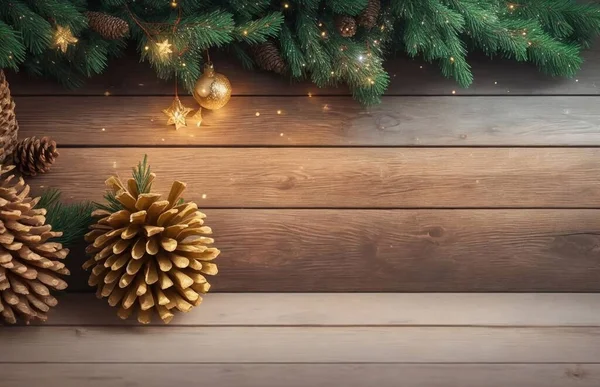 Noel Arkaplanı Köknar Ağacı Noel Süsleme Elementleri Kopyalama Alanı Olan — Stok fotoğraf
