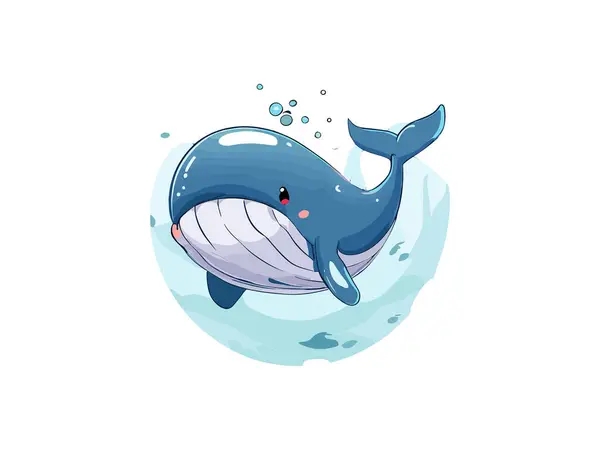 stock vector Watercolor Blue Whale with Underwater Seascape Vector Illustration Clipart