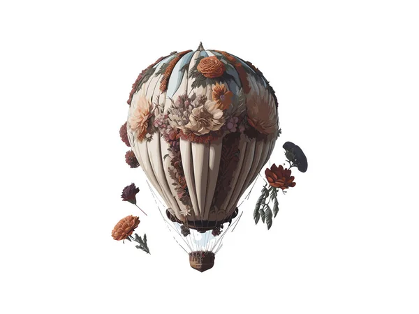 Watercolor Air Balloon Svg Clip Art Com Paisagem — Vetor de Stock