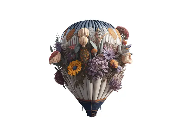 Acquerello Air Balloon Svg Clip Art Con Paesaggio — Vettoriale Stock