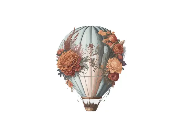 Watercolor Air Balloon Svg Clip Art Com Paisagem — Vetor de Stock