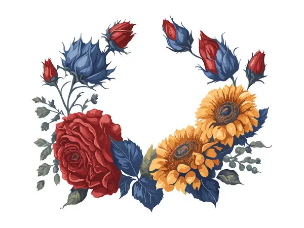 Aquarell Blumenrahmen Mit Textfläche Png Clip Art Generative — Stockvektor