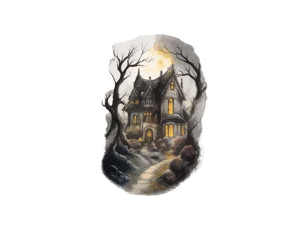 Halloween Strašidelný Dům Dýňovým Vektorem Ilustrační Kliparty — Stockový vektor