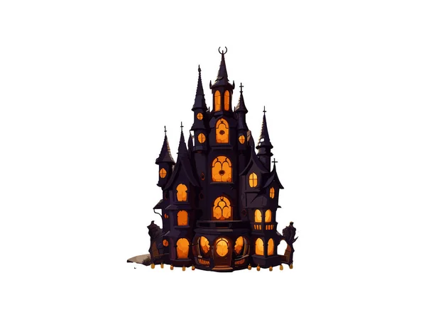 Aquarelle Halloween Maison Hantée Avec Illustration Vectorielle Citrouille Clip Art — Image vectorielle