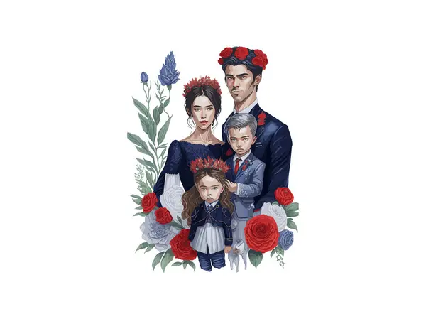 Aquarelle Famille Royale Ensemble Clipart — Image vectorielle