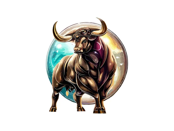Taurus Zodiak Tekens Astrologie Horoscoop Esoterisch Taurus Constellaties Luxe Gouden — Stockvector