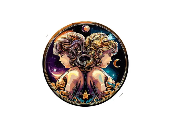 Tweelingen Dierenriemtekens Astrologie Horoscoop Esoterisch Tweelingen Constellaties Luxe Gouden Png — Stockvector