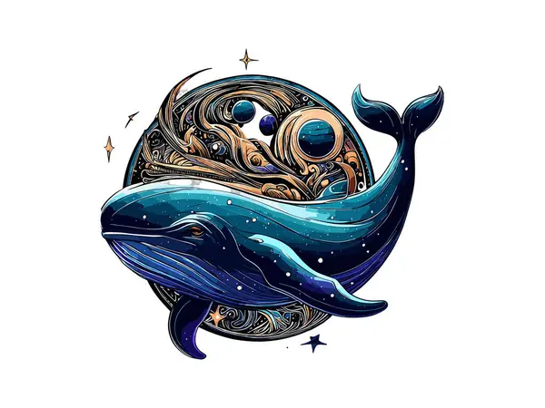 Pesci Segno Zodiacale Astrologico Simbolo Oroscopo Due Pesci Balena Che — Vettoriale Stock