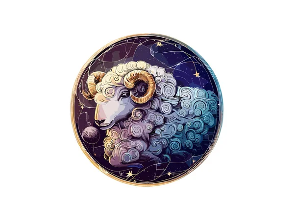 Ram Zodiak Tekens Astrologie Horoscoop Esoterisch Ram Sterrenbeelden Luxe Gouden — Stockvector