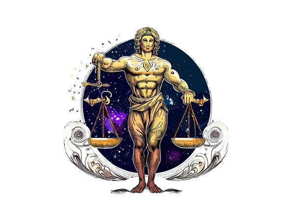Weegschaal Zodiak Tekens Astrologie Horoscoop Esoterische Weegschaal Constellaties Luxe Gouden — Stockvector