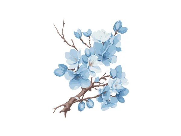 Ramo Vetorial Com Flores Primavera Ramo Árvore Aquarela Elemento Arte — Vetor de Stock