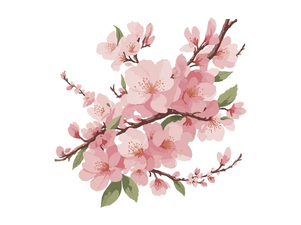 Ramo Vetorial Com Flores Primavera Ramo Árvore Aquarela Elemento Arte — Vetor de Stock