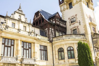 Sinaia Romania Aug. 2022: Peles castle, Famous Neo-Renaissance castle at the base of the Carpathian Mountains, Europe clipart