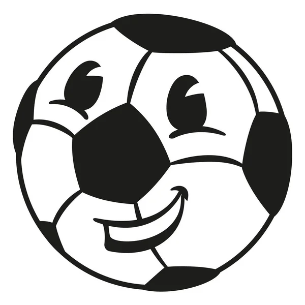 サッカーボールマスコットのイラストを喜んで笑みを浮かべて 教育や広告材料に最適です — ストックベクタ