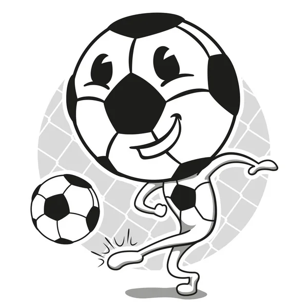 Illustration Mascotte Ballon Football Coup Pied Ballon Idéal Pour Matériel — Image vectorielle