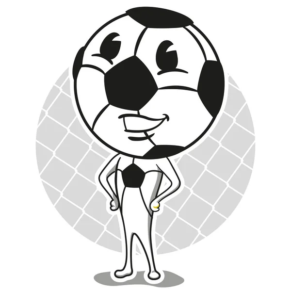 Soccer Ball Mascot Illustration Hand Waist Ideal Educational Advertising Materials — Stock Vector