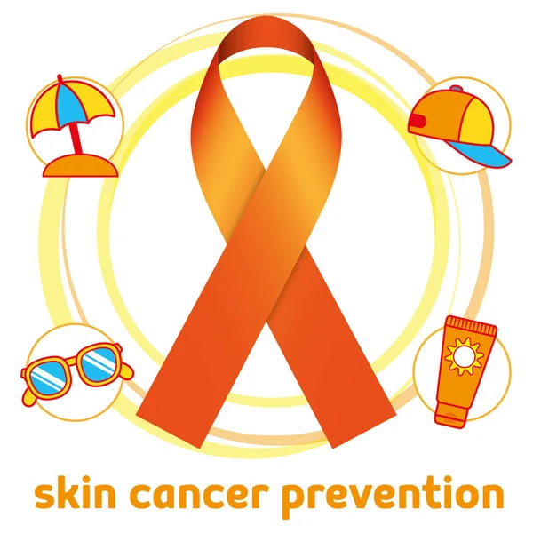 Słoneczna Opieka Wiadomość Raku Skóry Pomarańczowy Grudzień Świadomość — Wektor stockowy