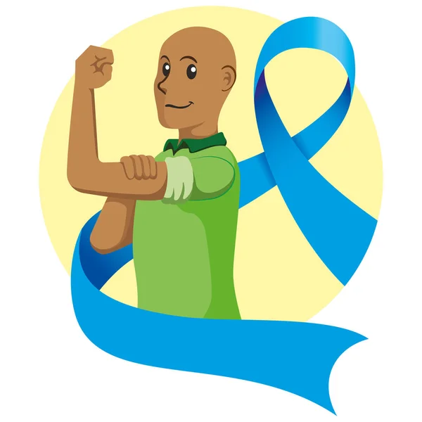 Ilustración Hombre Apoyo Prevención Del Cáncer Próstata Encaje Azul Noviembre — Vector de stock