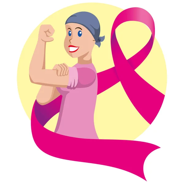Frau Illustration Zur Unterstützung Der Brustkrebsprävention Rosa Oktoberspitze Ideal Für — Stockvektor