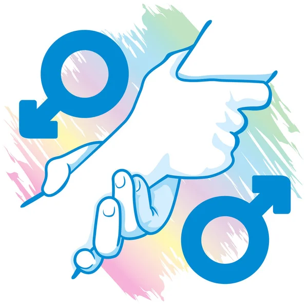 Ilustrasi Tangan Simbol Ikon Saling Bergandengan Pasangan Laki Laki Homoseksual - Stok Vektor