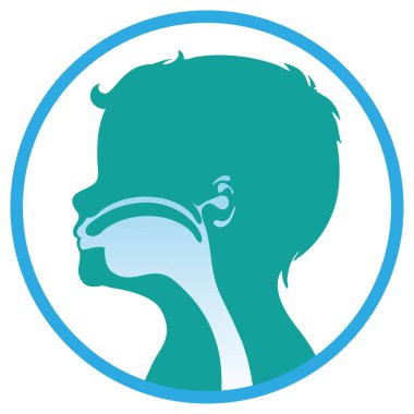 Çocuk solunum sisteminin resim ikonu silueti. Sağlık ve kurumsal bilgi için ideal