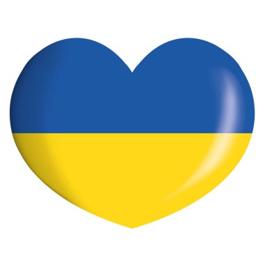 Ukrayna bayrağıyla bir kalp düğmesini temsil eden ikon. Kurumsal materyal ve coğrafya katalogları için ideal