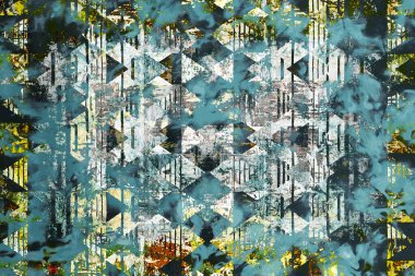 Yüksek çözünürlüklü desenli Geometrik Halı Deseni beyaz tuval üzerinde izole edilmiş renkler