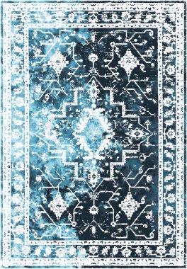 Orijinal yıkanmış efekt vektör halı tasarımı ve grunge desenli illüstrasyon 