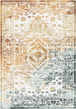 Orijinal yıkanmış efekt vektör halı tasarımı ve grunge desenli illüstrasyon 