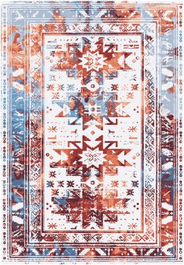 Orijinal yıkanmış efekt vektör halı tasarımı ve grunge desenli illüstrasyon 